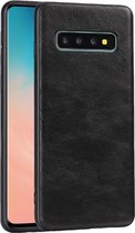 Voor Samsung Galaxy S10 Plus Crazy Horse Textured Kalfsleer PU + PC + TPU Case (Zwart)