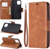 Retro lamsvacht textuur pure kleur horizontale flip pu lederen case voor iPhone 11 Pro Max, met houder & kaartsleuven & portemonnee & lanyard (bruin)