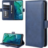 Voor Huawei Honor V30 / V30 Pro Dual-side magnetische gesp horizontale flip lederen tas met houder & kaartsleuven & portemonnee (donkerblauw)