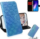 Voor xiaomi redmi note 8 effen kleur kleurrijke magnetische gesp horizontale flip pu lederen case met houder & kaartsleuven & portemonnee & lanyard (blauw)