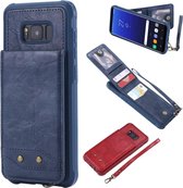 Voor Galaxy S8 + Verticaal Flip Schokbestendig Lederen Beschermhoes met Kort Touw, Kaartsleuven & Beugel & Fotohouder & Portemonnee Functie (Blauw)