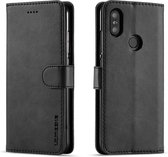 LC.IMEEKE voor Xiaomi Mi 6X kalfsleer Horizontale flip lederen tas, met houder & kaartsleuven & portemonnee (zwart)