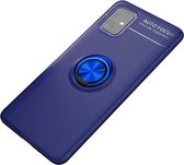 Voor Galaxy A51 metalen ringhouder 360 graden roterende TPU-behuizing (blauw + blauw)