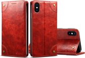 Voor iPhone XS Max barok eenvoudig horizontaal flip lederen hoesje, met houder en kaartsleuven en portemonnee (rood)