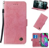 Voor Galaxy A40 retro horizontale flip pu lederen tas met kaartsleuven en houder (roze)