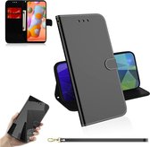 Voor Galaxy A11 Lmitated Mirror Surface Horizontale Flip Leather Case met houder & kaartsleuven & Wallet & Lanyard (zwart)