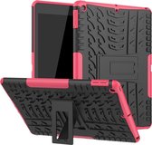 Voor iPad 10.2 Tire Texture TPU + PC schokbestendige hoes met houder (roze)