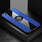 Voor OPPO A3 XINLI stiksels Textue schokbestendig TPU beschermhoes met ringhouder (blauw)