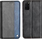 Voor Galaxy S20 + Business Effen kleurstiksels Horizontale flip lederen tas met houder en kaartsleuven (blauw)