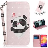 3D gekleurde tekening horizontale flip lederen tas met houder & kaartsleuven & portemonnee voor Huawei P30 Lite (Love Panda)