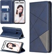 Ruit textuur horizontale flip magnetische lederen tas met houder en kaartsleuven voor Huawei P Smart 2019 / honor 10 lite (blauw)