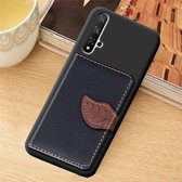 Litchi Pattern Card Bag Wallet Bracket + TPU Phone Case met Card Slot Wallet Bracket Functie Voor Huawei Honor 20 (Zwart)