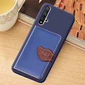 Litchi Pattern Card Bag Wallet Bracket + TPU Phone Case met Card Slot Wallet Bracket Function Voor Huawei Honor 20 (Blauw)
