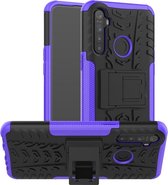 Voor OPPO Realme 5 Tire Texture TPU + PC schokbestendige hoes met houder (paars)
