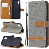 Kleuraanpassing Denim Texture Horizontale Flip Leather Case met houder & kaartsleuven & portemonnee & lanyard voor Xiaomi Redmi 7A (grijs)