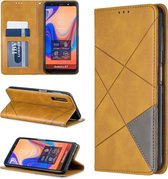 Rhombus Texture horizontale flip magnetische lederen tas met houder en kaartsleuven voor Galaxy A7 (2018) (geel)