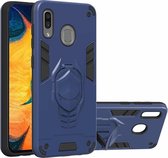 Voor Samsung Galaxy A30 2 in 1 Armor Knight Series PC + TPU beschermhoes met onzichtbare houder (koningsblauw)