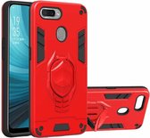 Voor OPPO A7 2 in 1 Armor Knight Series PC + TPU beschermhoes met onzichtbare houder (rood)