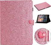 Voor Amazon Kindle Fire HD 8 Love Buckle Glitter Horizontal Flip Leather Case met houder & kaartsleuven (roze)