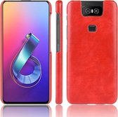 Shockproof Litchi Texture PC + PU Case voor Asus Zenfone 6 / 6Z ZS630KL (Rood)