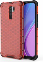 Voor Xiaomi Redmi 9 schokbestendige honingraat pc + TPU beschermhoes (rood)