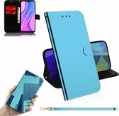 Voor Xiaomi Redmi 9 Lmitated Mirror Surface Horizontal Flip Leather Case met houder & kaartsleuven & Wallet & Lanyard (blauw)