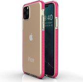 Voor iPhone 11 Pro TPU tweekleurige valbestendige beschermhoes (roze rood)