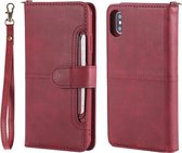 Voor iPhone XS Max multifunctionele afneembare magnetische horizontale flip lederen tas met kaartsleuven en houder & portemonnee en fotolijst (rood)