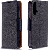Voor Huawei Honor 20S Litchi Texture Pure Color Horizontal Flip PU Leather Case met houder & kaartsleuven & Wallet & Lanyard (zwart)