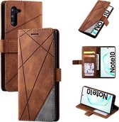 Voor Samsung Galaxy Note 10 Skin Feel Splicing Horizontale Flip Leather Case met houder & kaartsleuven & portemonnee & fotolijst (bruin)