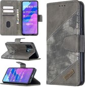 Voor Huawei Honor 9A Bijpassende kleur Krokodiltextuur Horizontale flip PU lederen hoes met houder & kaartsleuven & portemonnee (grijs)