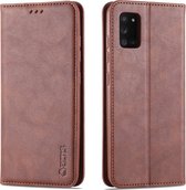 Voor Samsung Galaxy A41 AZNS Retro Textuur Magnetische Horizontale Flip PU Leather Case met Houder & Kaartsleuven & Fotolijst (Koffie)