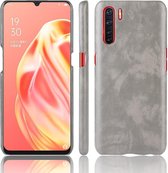 Voor Oppo A91 Shockproof Litchi Texture PC + PU Case (grijs)