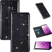 Voor Samsung Galaxy S9 ultradunne glitter magnetische horizontale flip lederen tas met houder en kaartsleuven (zwart)