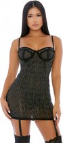 Draped in Diamonds Rhinestone Chemise Set - Black