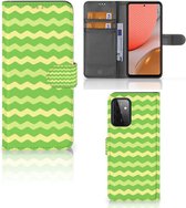 Telefoonhoesje Geschikt voor Samsung Galaxy A72 Book Case Waves Green
