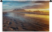 Wandkleed Tafelberg - Zonsondergang over de Tafelberg in Kaapstad Wandkleed katoen 180x120 cm - Wandtapijt met foto XXL / Groot formaat!