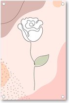 Witte Roos Abstract - Tuinposter 80x120 - Wanddecoratie - Besteposter - Minimalist - Natuur - Bloemen