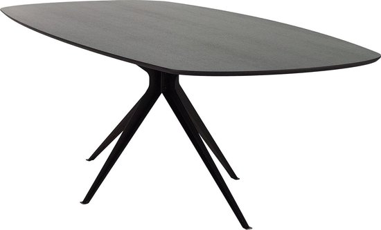 Eikentafel Deens ovaal - Zwart 2cm blad met Facet - Anna poot - Basic - eiken tafel 200 x 100 cm