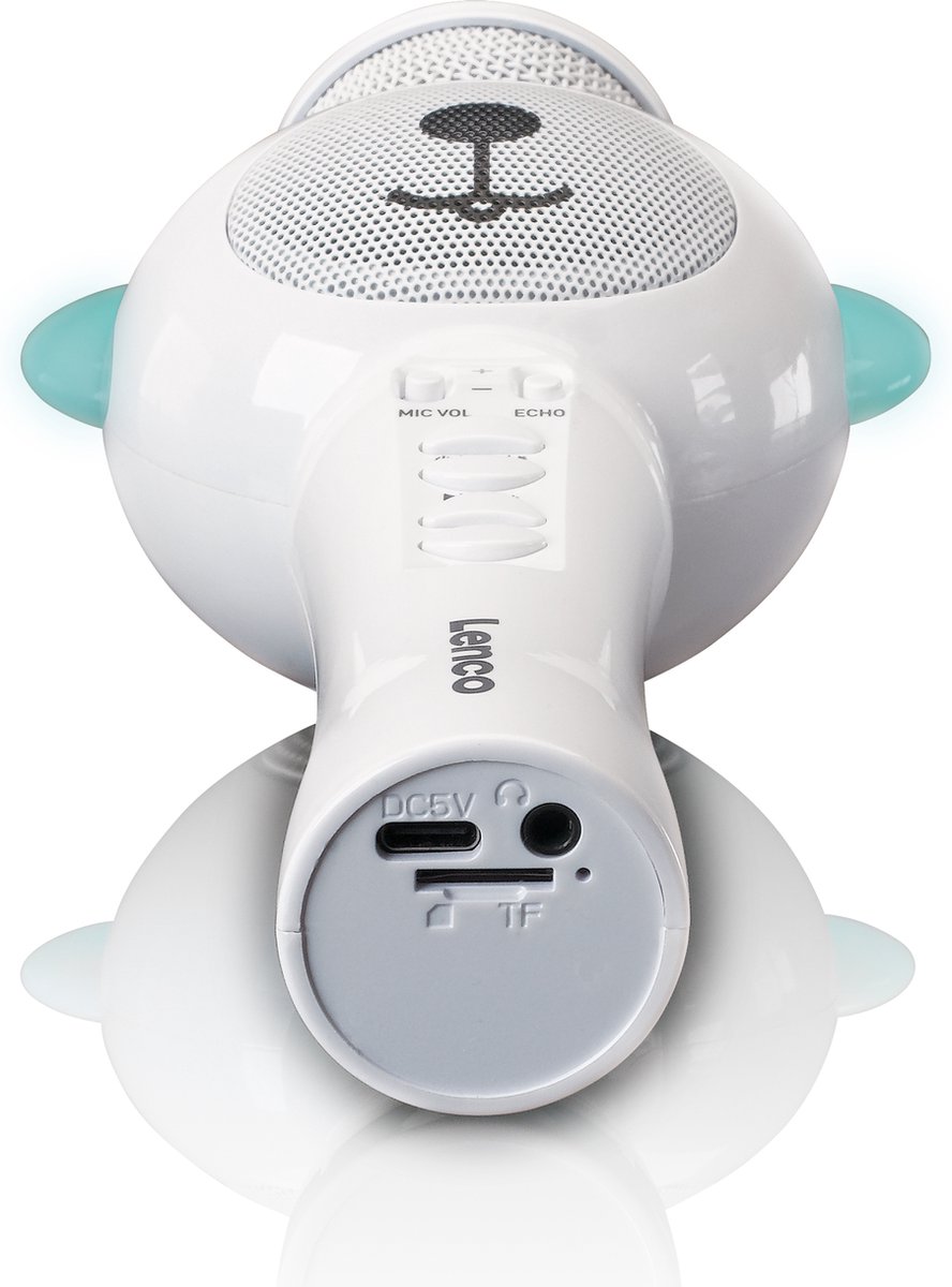 Lenco BMC-060WH - Karaoke microfoon met Bluetooth, Micro-SD kaart en AUX-uitgang - Ingebouwde Stemvervormer en LED Verlichting - Wit — afbeelding 6