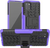 Voor Galaxy Note 10 Lite Tyre Texture Shockproof TPU + PC beschermhoes met houder (paars)
