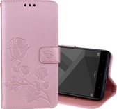 Voor Geschikt voor Xiaomi Redmi Note 4X Roses Pressed Flowers Pattern Flip Leather Case met houder & kaartsleuven & portemonnee (Rose Gold)