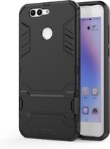 Shockproof PC + TPU Case voor Huawei Nova 2 Plus, met houder (zwart)