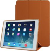 3-voudig natuurlijk behandelde slimme lederen tas met slaap / waakfunctie en houder voor iPad Air 2 (bruin)