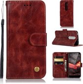 Voor Nokia 5.1 Retro Koperen Gesp Crazy Horse Horizontale Flip PU Leren Case met Houder & Kaartsleuven & Portemonnee & Lanyard (Wijnrood)