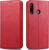Voor Huawei P30 Lite / Nova 4e AZNS Retro Texture Magnetische Horizontale Flip PU lederen tas met houder & kaartsleuven & fotolijst (rood)