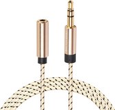 REXLIS 3596 3,5 mm man-vrouw stereo vergulde plug AUX / oortelefoon Katoen gevlochten verlengkabel voor 3,5 mm AUX standaard digitale apparaten, lengte: 1,8 m