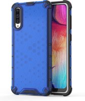 Schokbestendige honingraat pc + tpu case voor Galaxy A50 (blauw)