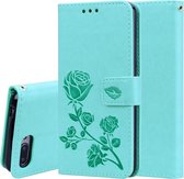 Rose reliëf horizontale flip PU lederen tas voor Huawei Honor 10 Lite, met houder & kaartsleuven & portemonnee (groen)