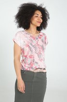 Cassis - Female - T-shirt in twee stoffen met print  - Roze